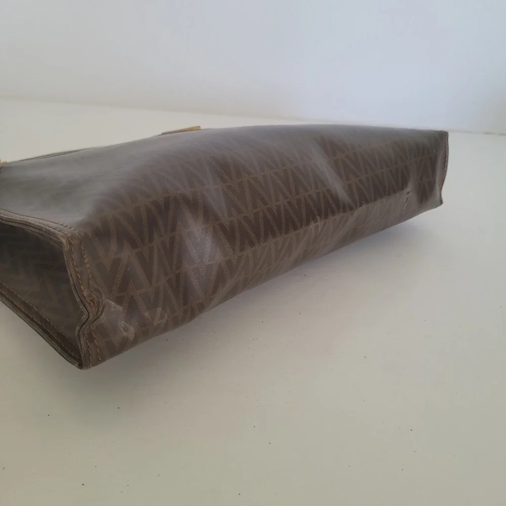 Mario Valentino‎ Vintage Brown Monogram Wristlet Clutch Bag Made in Italy